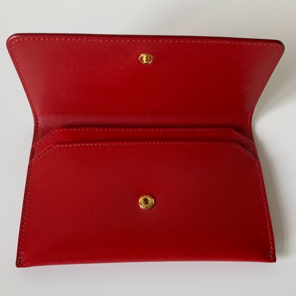 Prada Red Small Saffiano Leather Card Wallet - Picture 6 of 9